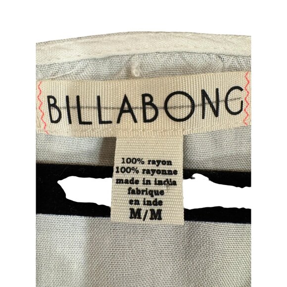 Billabong Shirt Womens Medium White Blue Embroidered Boho Peasant Tassel Tunic - Picture 6 of 12